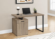 Load image into Gallery viewer, 47" Taupe and Black Wood and Metal Sled Computer Desk