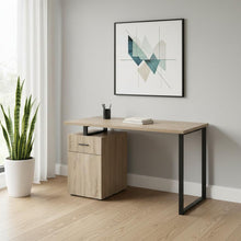 Load image into Gallery viewer, 47" Taupe and Black Wood and Metal Sled Computer Desk