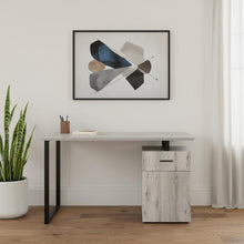 Load image into Gallery viewer, 47" Gray and Black Wood and Metal Sled Computer Desk