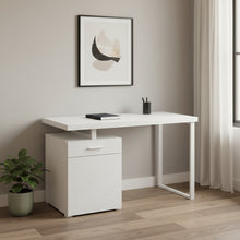 Load image into Gallery viewer, 47" White Wood and Metal Sled Computer Desk