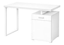 Load image into Gallery viewer, 47" White Wood and Metal Sled Computer Desk