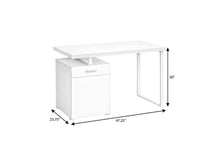 Load image into Gallery viewer, 47" White Wood and Metal Sled Computer Desk