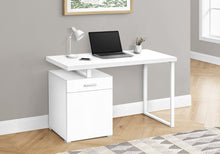Load image into Gallery viewer, 47" White Wood and Metal Sled Computer Desk