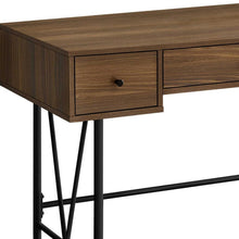 Load image into Gallery viewer, 47" Brown and Black Wood and Metal Sled Computer Desk With Three Drawers