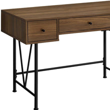 Load image into Gallery viewer, 47" Brown and Black Wood and Metal Sled Computer Desk With Three Drawers