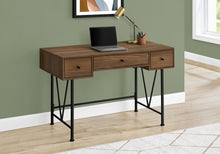 Load image into Gallery viewer, 47" Brown and Black Wood and Metal Sled Computer Desk With Three Drawers