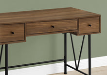 Load image into Gallery viewer, 47" Brown and Black Wood and Metal Sled Computer Desk With Three Drawers