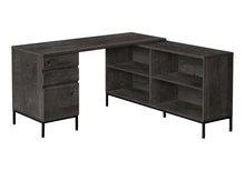 Load image into Gallery viewer, 60" Gray and Black L Shape Computer Desk With Three Drawers
