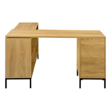 Load image into Gallery viewer, 60" Brown and Black L Shape Computer Desk With Three Drawers