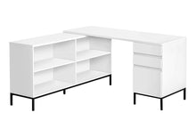 Load image into Gallery viewer, 60" White and Black L Shape Computer Desk With Three Drawers