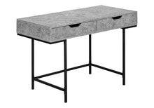 Load image into Gallery viewer, 47" Gray and Black Wood and Metal H-Shape Computer Desk With Two Drawers