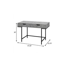 Load image into Gallery viewer, 47" Gray and Black Wood and Metal H-Shape Computer Desk With Two Drawers