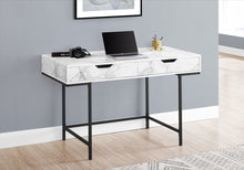 Load image into Gallery viewer, 47" White and Black Wood and Metal H-Shape Computer Desk With Two Drawers