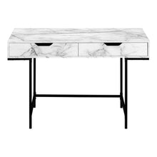 Load image into Gallery viewer, 47" White and Black Wood and Metal H-Shape Computer Desk With Two Drawers