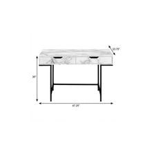 Load image into Gallery viewer, 47" White and Black Wood and Metal H-Shape Computer Desk With Two Drawers