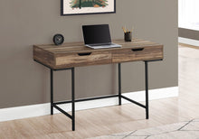 Load image into Gallery viewer, 47" Brown and Black Wood and Metal H-Shape Computer Desk With Two Drawers