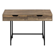 Load image into Gallery viewer, 47" Brown and Black Wood and Metal H-Shape Computer Desk With Two Drawers
