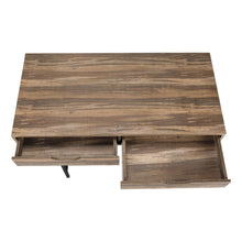 Load image into Gallery viewer, 47" Brown and Black Wood and Metal H-Shape Computer Desk With Two Drawers