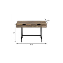 Load image into Gallery viewer, 47" Brown and Black Wood and Metal H-Shape Computer Desk With Two Drawers