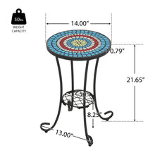 Load image into Gallery viewer, Ceramic Tile And Iron Patio Side Table With Shelf