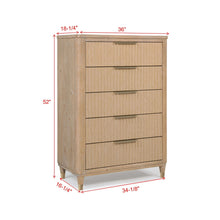 Load image into Gallery viewer, Tall Chest With Full Extension Glides And Accents, Storage Cabinet - Natural Wood