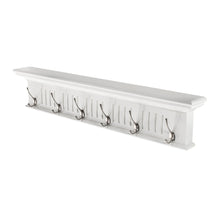 Load image into Gallery viewer, 39" Wood Six Hook Wall Mount Coat Rack - White