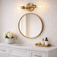 Load image into Gallery viewer, Reverie - Double Lights Bathroom Wall Sconce Over Mirror - Clear / Gold
