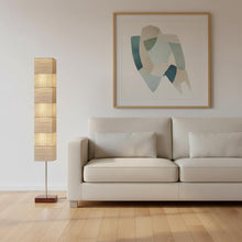 Load image into Gallery viewer, Column Floor Lamp With White Rectangular Shade - Natural