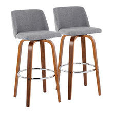 Load image into Gallery viewer, Toriano - Mid Century Modern Fixed Height, Barstool With Swivel With Round Footrest (Set of 2)