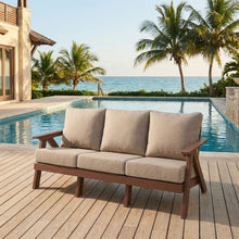 Load image into Gallery viewer, Outdoor Patio 3 Seat Sofa With Sunbrella Cushions - Brown