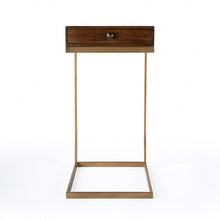 Load image into Gallery viewer, Solid And Manufactured Wood Square End Table With Drawer - Natural Brown