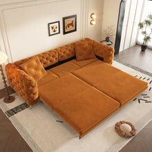 Load image into Gallery viewer, 3 In 1 Convertible Sleeper, Deep Seat Pull Out Sofa Bed, Button Tufted