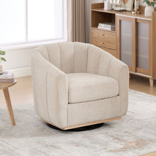 Load image into Gallery viewer, Swivel Upholstered Barrel Chair With Metal Base