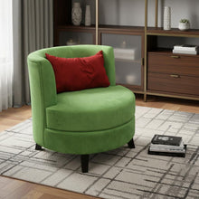 Load image into Gallery viewer, Microfiber Retro Round Accent Chair With Contrast Pillow - Green