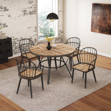 Load image into Gallery viewer, Contemporary Indoor Dining Set With Metal Legs, Birch, And Metal - Black / Natural