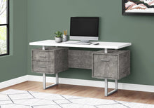 Load image into Gallery viewer, 60" White and Gray Computer Desk With Three Drawers