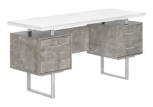 Load image into Gallery viewer, 60" White and Gray Computer Desk With Three Drawers