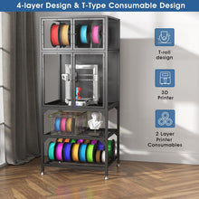 Load image into Gallery viewer, 3D Printer Cabinet With Double Layer Filament Storage, Noise Reducing Design - Black
