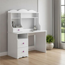 Load image into Gallery viewer, 47" White Wood Writing Desk With Two Drawers