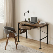 Load image into Gallery viewer, 39" Brown and Black Writing Desk