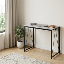 Load image into Gallery viewer, 35" Antiqued White and Black Writing Desk