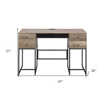 Load image into Gallery viewer, 47" Brown and Black Writing Desk With Four Drawers