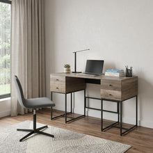 Load image into Gallery viewer, 47" Brown and Black Writing Desk With Four Drawers