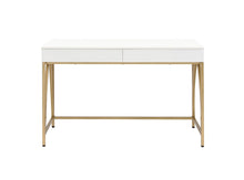 Load image into Gallery viewer, 50" White and Gold Writing Desk With Two Drawers