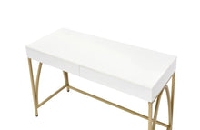 Load image into Gallery viewer, 50" White and Gold Writing Desk With Two Drawers