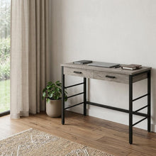 Load image into Gallery viewer, 42" Brown and Black Writing Desk With Two Drawers