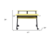 Load image into Gallery viewer, 47" Yellow and Black Computer Desk