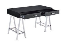Load image into Gallery viewer, 54" Black and Silver Writing Desk With Two Drawers