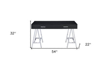 Load image into Gallery viewer, 54" Black and Silver Writing Desk With Two Drawers