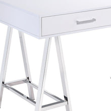 Load image into Gallery viewer, 54" White and Silver Writing Desk With Two Drawers